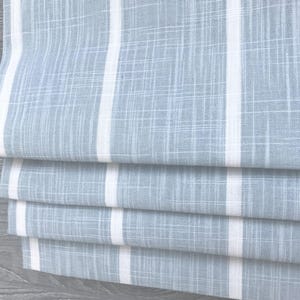Custom Window Treatment Made with Windridge in Mineral Blue Fabric