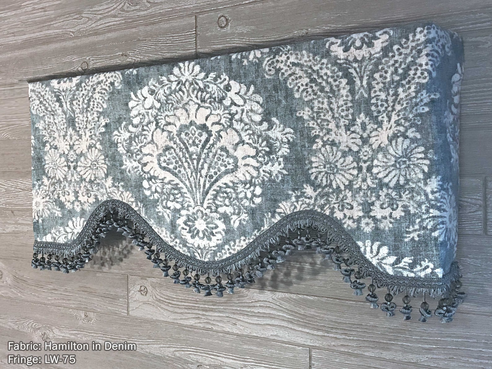 Shaped Rod Pocket Custom Valance, Fits Single Window 33 - 42