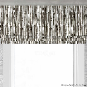 Lined Black, Gray, and White Faux (Fake) Flat Roman Shade Window Valance; Amelie in Jet Luxe; Modern Stripe Design