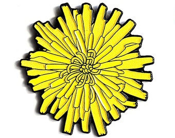 Large Dandelion Brooch | Yellow Enamel Badge | Enamel Jewelry | Plant Lover | Gift for Gardeners | Flower Lapel Pin | Pingame