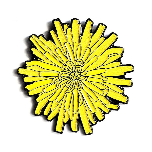 Large Dandelion Brooch | Yellow Enamel Badge | Enamel Jewelry | Plant Lover | Gift for Gardeners | Flower Lapel Pin | Pingame