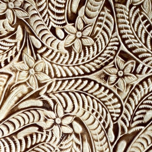 Brown & Cream Montana Floral Western Embossed Leather Pieces for Leatherworking / Leather Crafts / Leather Earrings / Leather Jewelry