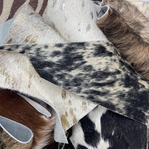5 Pounds Genuine Hair on Hide scrap leather for Jewelry - Small to Medium projects