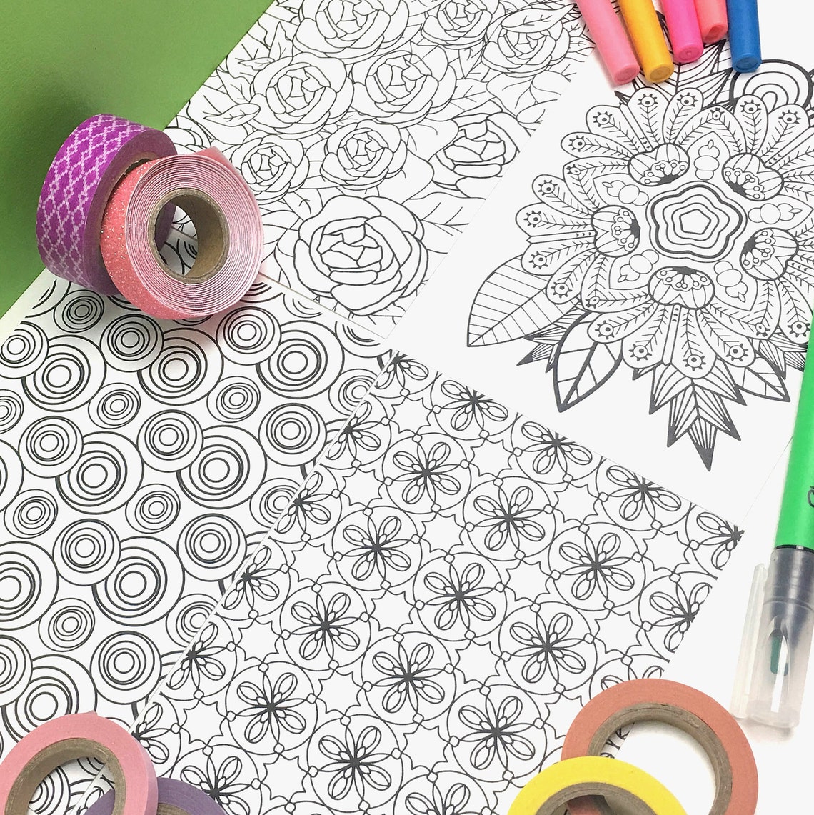 Adult Coloring Postcards Coloring Stationery Snail Mail Etsy Canada