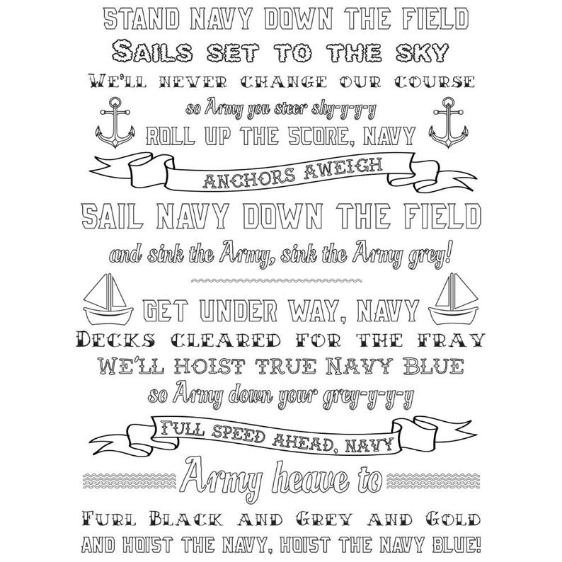 US Naval Academy Coloring Book Anchors Aweigh Go Navy Beat Etsy