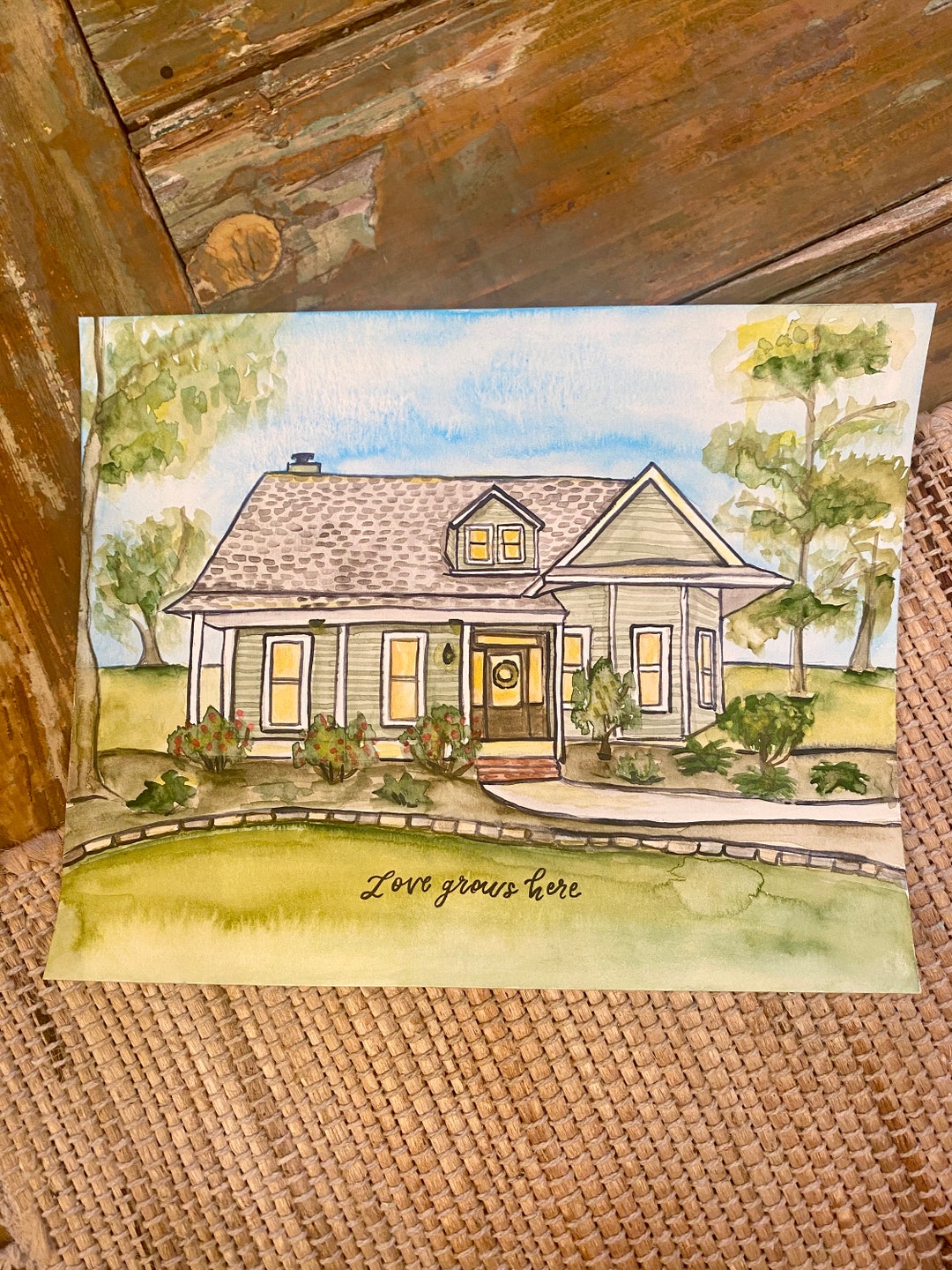 Hand Painted Watercolor House Portrait Painting Etsy