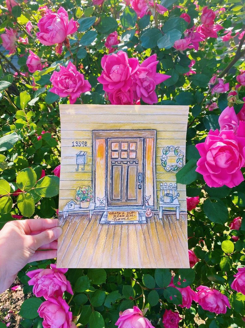 Custom Watercolor art 8x10in Porch Portraits Hand Painted House Portraits
