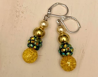 Yellow rainbow dangle earring