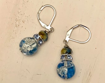 Crisp blue dangle earring