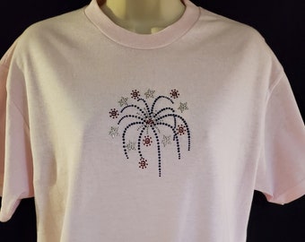 Light Pink Fireworks Rhinestone Tee