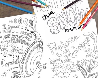 Bible Verses - set of 3 coloring pages