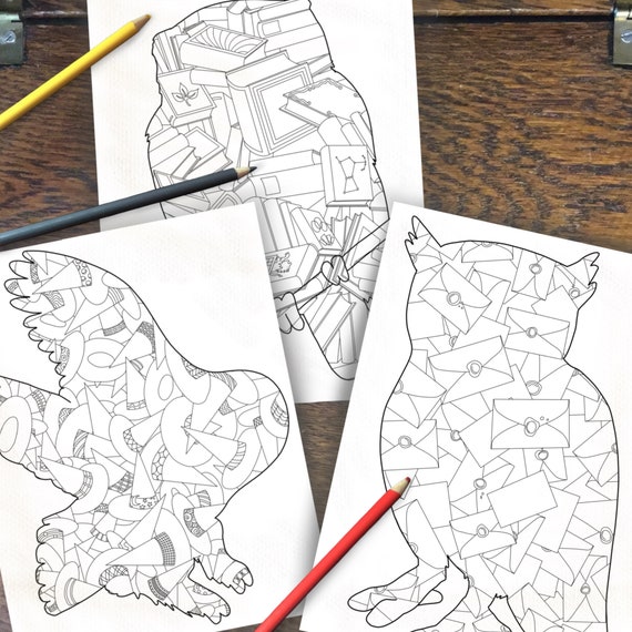 Owls Patterns Coloring Pages - Etsy