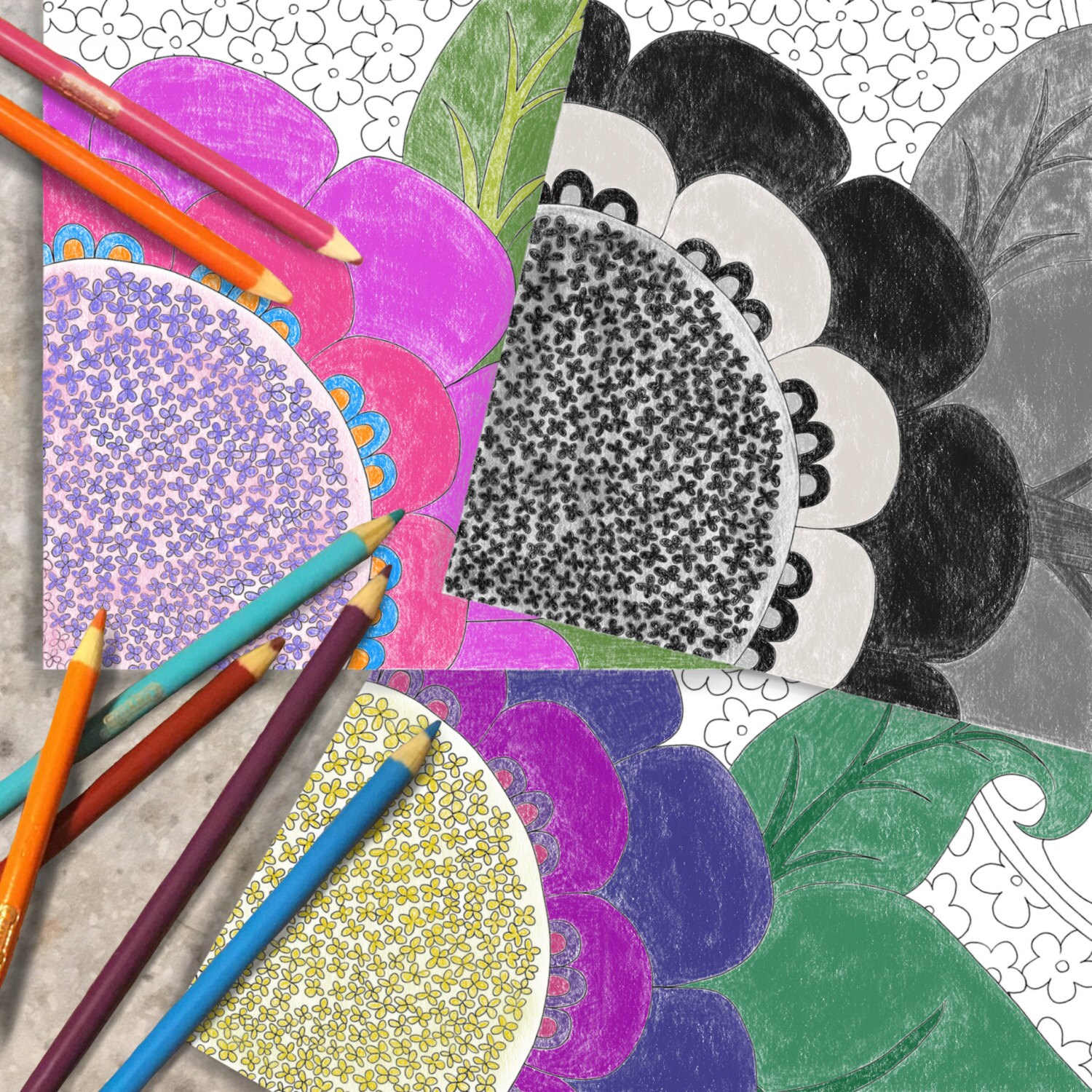 Full Bloom Coloring Pages - Etsy