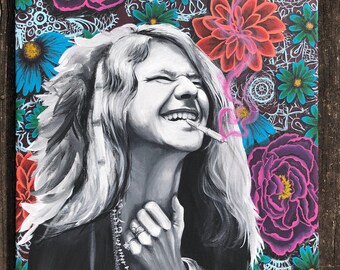 Janis Joplin Floral Paisley Original Art Prints Eclectic Art