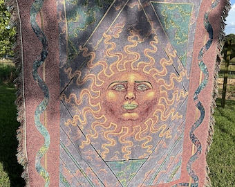 Celestial Being The Sun Woven Blanket Eclectic Home Decor Original Art Whimsygoth