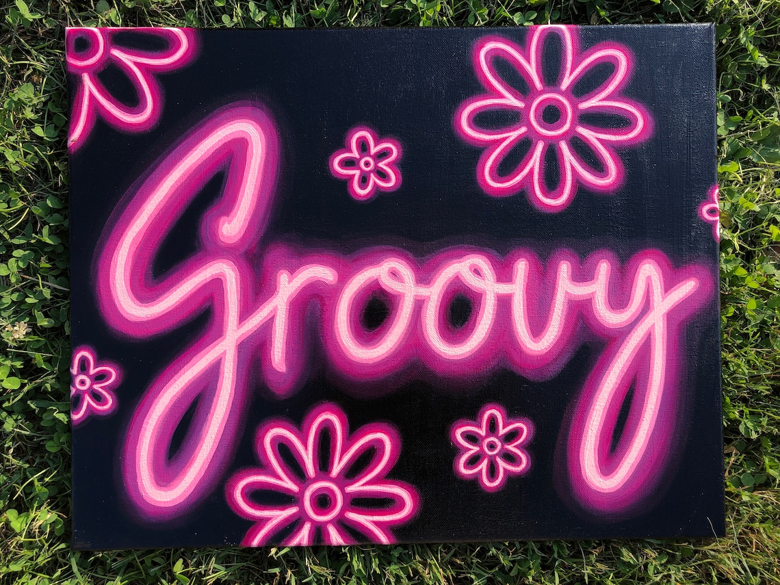 Groovy Neon Sign Original Acrylic Painting, Prints and Posters Etsy UK