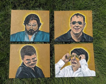 Set of 4 Gilly and Keeves The Golden Brothers Original Art Prints Comedy Fan Art