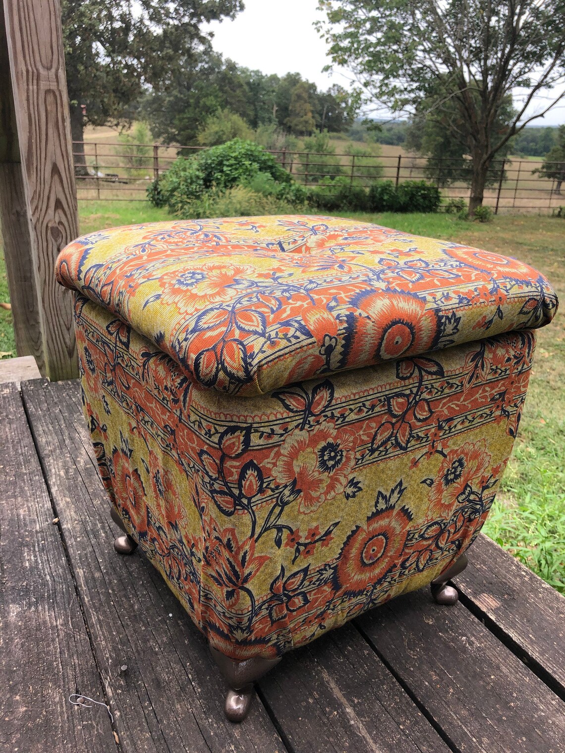 Bohemian Floral Storage Ottoman Etsy