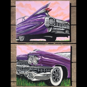 Purple Cadillacs Set Of 2 Original Art, Prints & Posters Eclectic Art