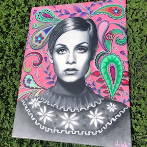 Twiggy Psychedelic Original Acrylic Painting, Prints & Posters Eclectic Art