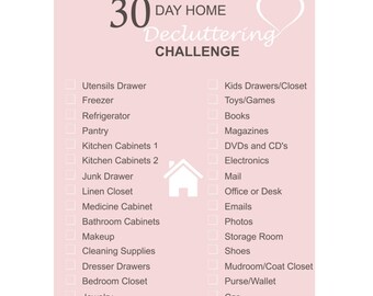 30 day declutter challenge Instant Download Digital Printable Home Cleaning page