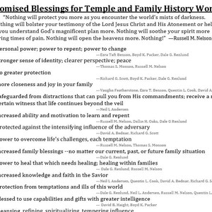 Temple & Family History Blessings, Printable Handout (Instant Download)