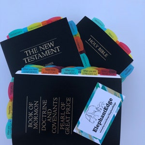 DIY Kit QUAD Topic Tab Set Book of Mormon, Doctrine and Covenants, Old and New Testament scripture Kit without Book, reference Quotes