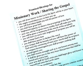 Promised Blessings for Missionary Work and Sharing the Gospel INSTANT DOWNLOAD