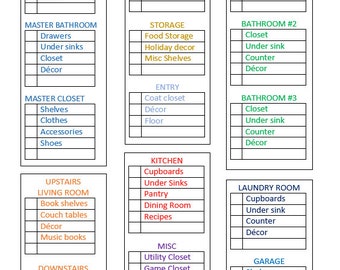 DECLUTTER Home Clean List Organizing INSTANT DOWNLOAD with tips and cleaning Organization