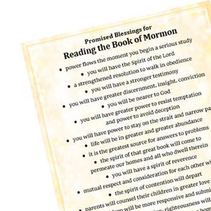 Promised Blessings for reading the Book of Mormon INSTANT DOWNLOAD prophets scriptures