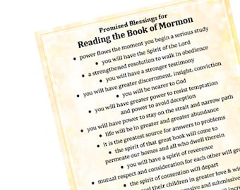 Promised Blessings for reading the Book of Mormon INSTANT DOWNLOAD prophets scriptures