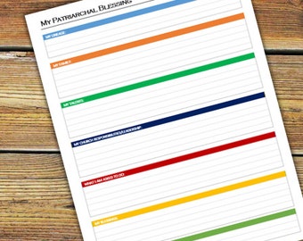 Esquema/Guía de estudio de la bendición patriarcal DESCARGA INSTANTÁNEA Imprimible