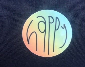 Sticker Vinyl HAPPY Sticker Inspiring water bottle laptop gift waterproof