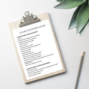 Fragen zur persönlichen Geschichte INSTANT DOWNLOAD Printable - schreiben oder geben Sie in die Datei ein oder geben Sie sie anderen zum Ausfüllen, fragen Sie andere ...