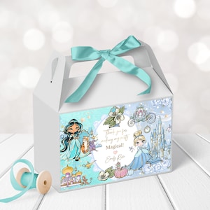 Princess Birthday Gable Box Label DOWNLOAD | Princess Party | Princess Gable Box Label | Templett Download |
