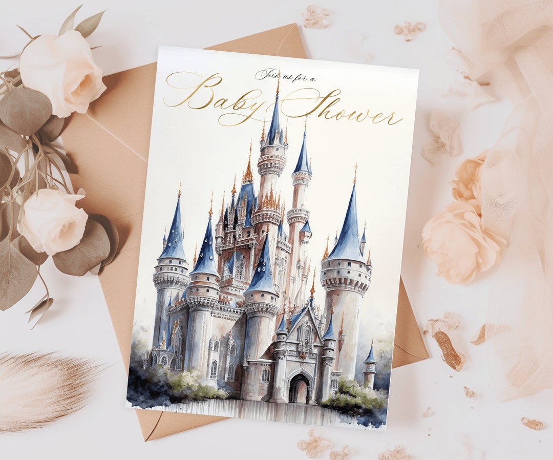 Custom Personalized Digital Watercolor Princess Castle Baby Shower ...