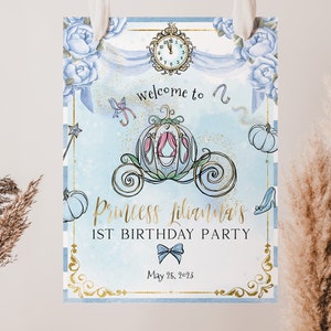 Princess Birthday Welcome Sign 18 x 24 &quot;  | INSTANT DOWNLOAD | Princess Party Welcome Sign | 2nd 3rd 4th birthday | Templett Download