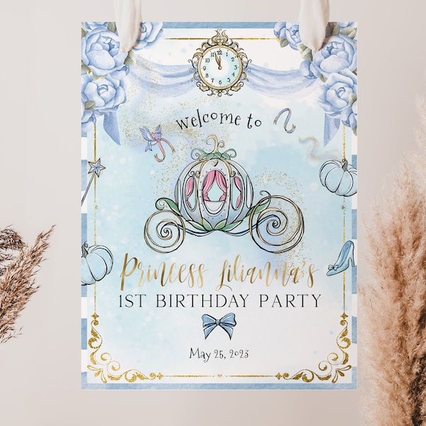 Princess Birthday Welcome Sign 18 x 24 "  | INSTANT DOWNLOAD | Princess Party Welcome Sign | 2nd 3rd 4th birthday | Templett Download