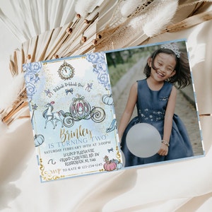Watercolor Princess Carriage Birthday Invitation | INSTANT DOWNLOAD | Princess Party | 2nd Birthday l Templett,