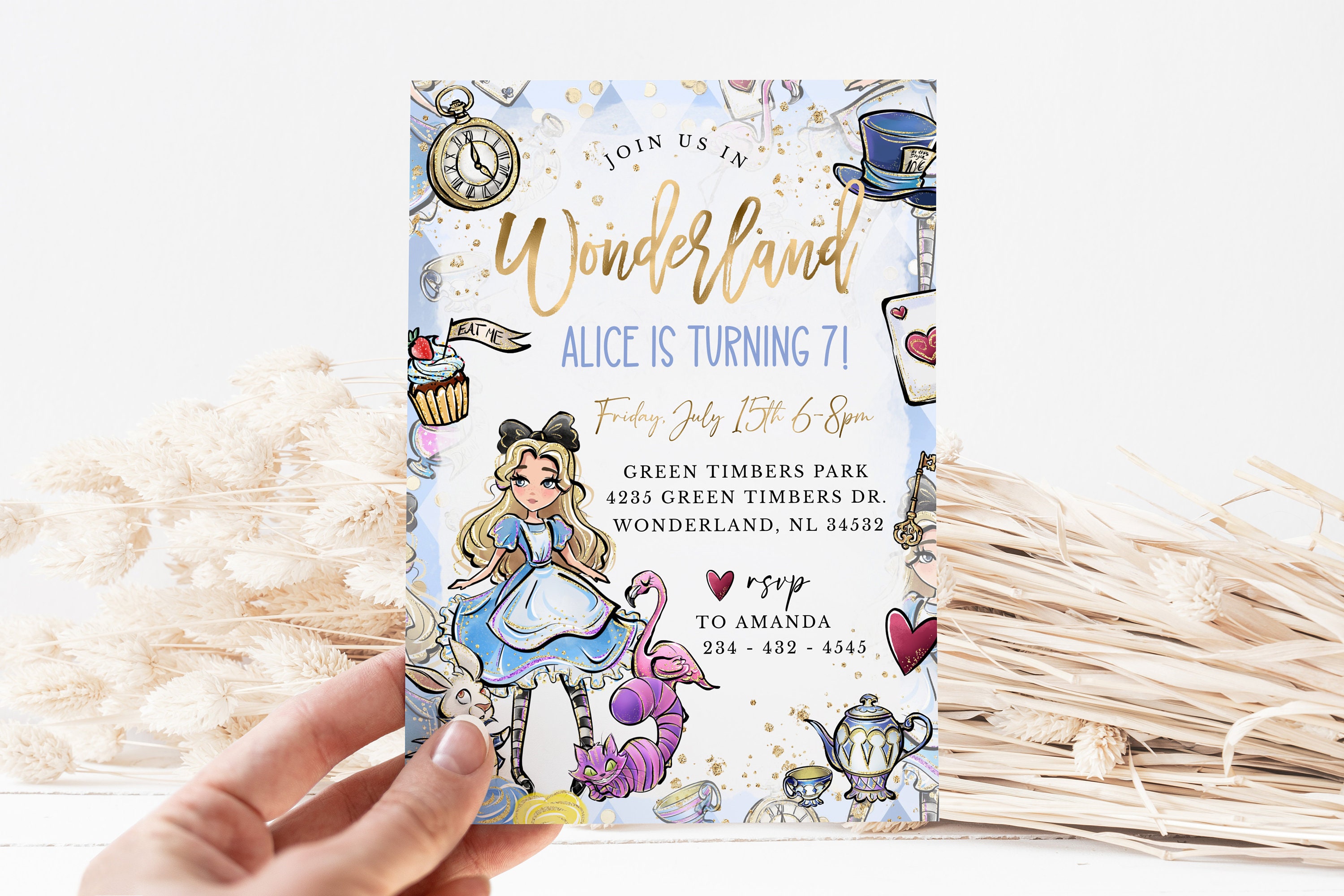 Alice in Wonderland Birthday Invitation - Pipsy