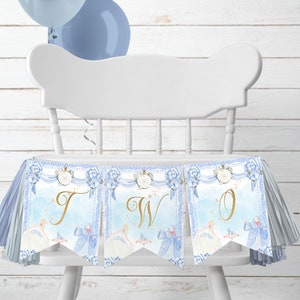 Watercolor Princess High Chair &#39;TWO &#39; Banner | INSTANT DOWNLOAD | Princess Party | 2nd Birthday l Templett Download
