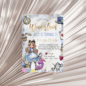 Watercolor Wonderland Birthday Invitation | INSTANT DOWNLOAD | Alice in Wonderland Party Invitation l Templett Download