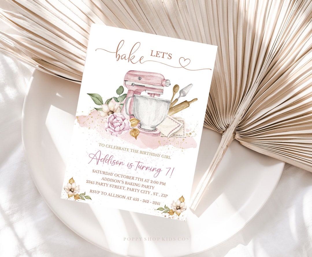 Editable Let's Bake - Baking Party Invitation | INSTANT DOWNLOAD ...