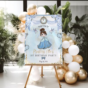 Prinzessin Geburtstag Willkommensschild in Größen 48 x 61 cm & 24 x 36 Zoll | SOFORTIGER DOWNLOAD | Willkommensschild | 2. 3. Geburtstag | Templett Download