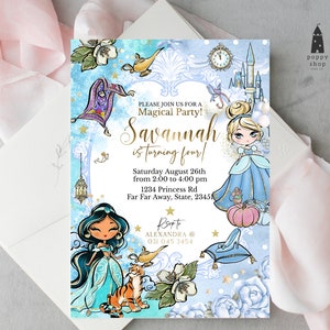 Watercolor Princess  Invitation | INSTANT DOWNLOAD | Princess Party | 2nd 3rd 4th Birthday l Templett Download