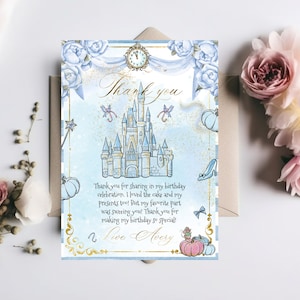 Watercolor Princess Photo Thank You Note | INSTANT DOWNLOAD | Princess Party | 2nd birthday |Templett Download | Thank you Card 5 x 7"