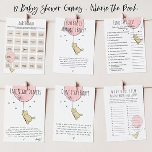 Twelve Fully Editable Winnie the Pooh Baby Shower Games INSTANT DOWNLOAD | Fun Shower Games | Winnie the Pooh | Templett,