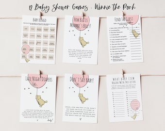 Twelve Fully Editable Winnie the Pooh Baby Shower Games INSTANT DOWNLOAD | Fun Shower Games | Winnie the Pooh | Templett,