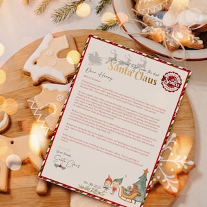 Carta de bricolaje de Papá Noel / Carta de felicitación editable de Papá Noel imprimible / Carta de felicitación oficial de Papá Noel l Templett,