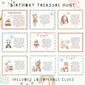Feliz Aniversário Caça ao Tesouro DOWNLOAD INSTANTÂNEO | Divertida caça ao tesouro de aniversário | Pistas editáveis de caça ao tesouro de aniversário | Templett,